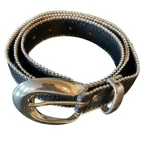 🖤🩶Elegant ELITE brand Silver & Black Women's Snakeskin Belt size L. Made in USA